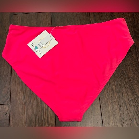 CYN & Luca High Waist Bikini Bottom Ombré on the right hip SZ L Hot Pink NWT - Picture 2 of 13